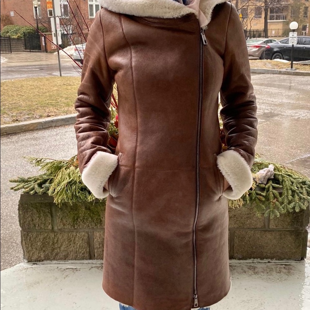 Genuine leather winter jacket